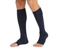 TOFLY® Compression Stockings (Pair), Graduated Compression 20-30mmHg, Opaque, Unisex, Open Toe Knee High Compression Socks for Varicose Veins, Edema, Shin Splints, Nursing, Travel, Navy Blue XL