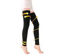 TOFLY® Medical Thigh High Compression Socks Footless for Women & Men, Opaque Support Hose, 15-20mmHg Graduated Compression Stockings with Silicone Band for Varicose Veins, Edema, DVT, 1 Pair Black 3XL