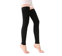 TOFLY® Medical Thigh High Compression Socks Footless for Women & Men, Opaque Support Hose, 15-20mmHg Graduated Compression Stockings with Silicone Band for Varicose Veins, Edema, DVT, 1 Pair Black L