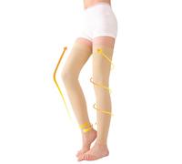 TOFLY® Medical Thigh High Compression Stockings Footless for Women & Men, Opaque Support Hose, 20-30mmHg Graduated Compression Socks with Silicone Band for Varicose Veins, Edema, DVT, 1 Pair Beige L