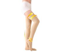 TOFLY® Medical Thigh High Compression Stockings for Women & Men, Closed Toe, Opaque, Firm 20-30mmHg Graduated Compression Socks with Silicone Band, Support for Varicose Veins, Edema, Travel,Beige XXL