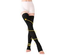 TOFLY® Medical Thigh High Compression Stockings for Women & Men (Pair), Opaque Open Toe 15-20mmHg Graduated Compression Hose, Medical Compression Stockings Support for Varicose Veins, Edema,Black XXL