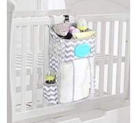 TOFOAN Hanging Diaper Caddy, Baby Bed Hanging Organizer, Nursery Organization Baby Diaper Holder, Diaper Stacker Storage for Crib, Playard, Changing Table or Wall (Gray&White)