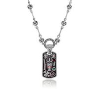 TOFOCO Vintage Punk Skull Crown Dog Tag Necklace for Men, Adjustable Tarnished Silver-Tone Unique Skeleton Beaded Link Chain Pendant Jewelry, universal, Metal, No Gemstone