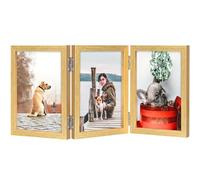 TOFOREVO 3 5x7 Picture Frame Gold Triple Wooden Hinged Photo Frame