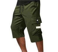 TOFOTL Cargo Shorts for Men UK with Pockets Bermuda Workwear Labour Multi Knee Hiking Relaxed Three Quarter Length Men Stretch Fit Designer Loose Gym Lightweight Hiking Army Green