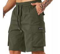 TOFOTL Mens Cargo Shorts with Pockets Elasticated Waist American Lounge Work Multi Knee Work Slim Three Quarter Length Men Breathable Leisure UK Fishing Loose Hiking Army Green
