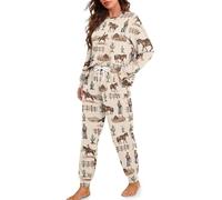 TOFRIMADE Drawstring Pajamas for Women Set 2 Piece Long Sleeve Pajama Sets Comfy Loungewear Pjs Trendy Cozy Sleepwear, Western Cowboy, XXL