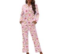 TOFRIMADE Pajamas for Women Set Long Pants Sleepwear Sets Soft Comfy Night Wear V-Neck Loungewear Cute Pajama House Wear