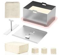 Tofu Press Kit Food Grade Stainless Steel Tofu Maker Pressure Adjustable Tofu Press Maker Detachable Tofu Maker Press Mold Kit Dishwasher Safe Tofu Press with Drip Tray Tofu Press for Home Tofu