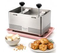 Tofu Press Stainless Steel, Paneer Maker & Cheese Press with Drip Tray and Cloth, Adjustable Tofu Maker for Extra Firm Tofu, Homemade Paneer & Vegan Cheese, BPA Free, Dishwasher Safe XL