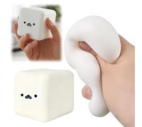 Tofu Squishys Seal Face Stress Toy, White Cube Stress Toy, Soft Moldable Dough Fidget Ball, Cute Expression Tofu Cube Fidgets Squish-y, Stretchy Desk Toys for Adults Anxiety Relieving