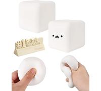 Tofu Stress Balls, White Cube Stress Toy, Soft Moldable Dough Fidget Block with Slow Rising Texture, Silky Squeeze Ball for Anxiety Relief, Cute Seal Face Shaped Flour Dough Toy(Seal Tofu)