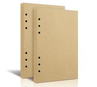 Tofun 2 Packs A5 Blank Vintage Refillable Paper, Retro Binder Refills for 6-Ring Binders, Planners, Journals, Notebooks, Brown, 160 Sheets 320 Pages
