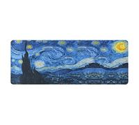 Tofun Mouse Pad, Van Gogh Starry Night Extended Large Gaming Mouse Pad, 31.4"x11.8" Non-Slip Rubber Base XL Large Mousepad with Stitched Edges,Waterproof Keyboard Mouse Mat Desk Pad
