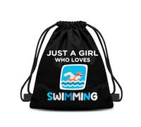Tofwaol Drawstring Backpack Sports Sackpack for Women Men Birthday Gifts for Sports Lovers Drawstring Bag for Boys Girls, Just a Girl Who Loves Swimming, Moderate