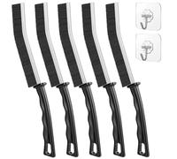 TOFYO Hard Bristle Crevice Cleaning Brush UK 5Pack and 2Hooks Premium Quality with 15° Support Magicbrush Window Track Cleaner Thin Brushes for awkward places around Bathroom Tiles Kitchen Floor