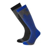 TOG24 Aprica 2 Pack Mens Ski Sock Black/Royal Blue Wool - Size Medium