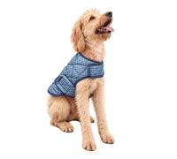 TOG24 Bark Padded Dog Coat, Water Resistant, Quilted Outdoor Walks | S, Small,Navy/Grey Gingham, dog jacket, pets, diamond stitch, adjustable velcro fastening, bound edges, lead hole, DWR finish