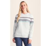 TOG24 Bayman Women's Crew Neck Sweatshirt in Supersoft Sustainable Cotton Blend with Colourful Stripe Print and Ribbed Neck, Cuffs and Hem