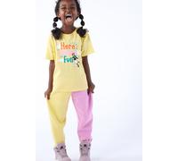 TOG24 Boreray Kids' T-Shirt X Shaun The Sheep Collection Short Sleeve Jersey with 'Here Comes The Fun' Graphic and Contrast Neck Tape Top Sunshine Yellow