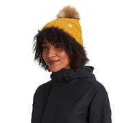 TOG24 Keeley Bobble Hat. Womens Bobble Hat with Faux Fur Pom Pom. Textured Knit Womens Bobble Hat with Inner Rib Turn Up. Womens Knit Hat That Looks Perfect with Any Outfit Golden Yellow