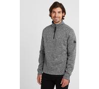 TOG24 Pearson Knitlook Mens Fleece with ¼ Zip Neck Dark Grey Marl