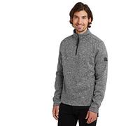 TOG24 Pearson Knitlook Mens Fleece with ¼ Zip Neck Dark Grey Marl