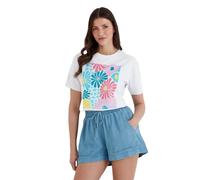 TOG24 Trissy Women's Summer Casual Premium T-Shirt, Heavyweight Jersey Fabric, Dropped Shoulder, Boxy Fit, Large Tropical Flowers Graphic On Chest