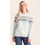 TOG24 Bayman Women's Crew Neck Sweatshirt in Supersoft Sustainable Cotton Blend with Colourful Stripe Print and Ribbed Neck, Cuffs and Hem