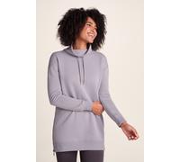 TOG24 Drakeford Women's Funnel Neck Longline Sweatshirt with Chunky Knitted Drawcords, Zip Detail Side Seams, and Ribbed Cuffs and Hem Lavender Grey