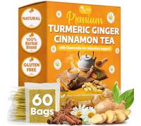 TOG999, Turmeric Ginger Cinnamon Tea Bags | 60 Count | Herbal Blend with Turmeric, Ginger, Cinnamon Stick & Chamomile Flowers for Relaxation | Naturally Flavorful, Caffeine-Free | Packed in Paper Box