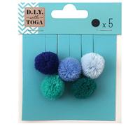 Toga D.I.Y Set of 5 with Tassels Round, Wool, 2 x 2 x 2 cm