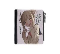 (Toga Himiko 2_559) Men's Women PU Leather Wallets Compact Bifold with Zipper & Multiple Card Coins Slots Black Stylish Durable Graphic Design Print for Girl Boys