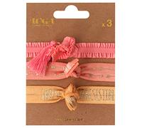 Toga Set of 3 Fabric Elastic Hair Ties, Pink, 1.5 x 20 x 0.1 cm