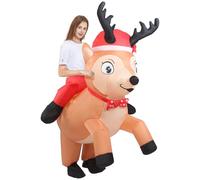 Togake Inflatable Reindeer Costume Adult Funny Blow Up Elk Deer Costumes Riding Holiday Inflatable Suit Christmas Outfit For Women Men Teen Cosplay