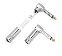 Togconn Right Angle 6.35mm 1/4 Inch TS Mono Plug 2 Pack, 90 Degree 1/4" Solder Type DIY Audio Cable Adapter Connector, Metal Housing for Guitar/Speaker/Microphone Audio Cable Repair Replacement