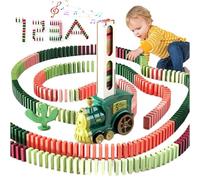 TOGETDREAM Domino Toddler-initiated 100pcs Dominoes, Electric Automatic Building & Stacking Train Toy, Domino Puzzle Steam Train Gift for Kids (Green)