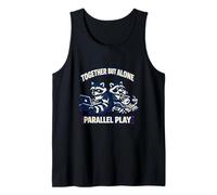 Together But Alone Parallel Play Funny Raccoon Gamer Snack Tank Top