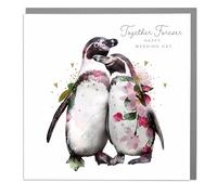 Together Forever - Penguins - Wedding Card with Grey Envelope by Lola Design