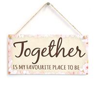 Together Is My Favourite Place Sign, Pink Floral Decor