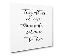 Together is Our Favourite Place Modern Typography Quote Canvas Wall Art Print Ready to Hang, Framed Picture for Living Room Bedroom Home Office Décor, 20x20 Inch (50x50 cm)