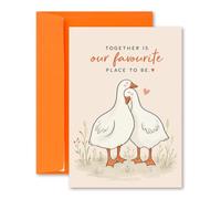 Together Is Our Favourite Place To Be A5 Card - Cute Goose Couple Love Greeting Card with Orange Envelope, Luxury FSC Certified UK Printed Romantic Card for Partner, Husband, Wife or Anniversary