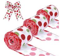 Together Joy Our Pack of Three Colorful Xmas Satin Ribbons Perfectly Designed to Brighten Up Any Space (White dots)