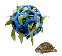 Together-life Tortoise Treat Ball Toy Hay Feeder Hanging Feeding Grass Fruit Vegetable Feeder Holder Foraging Toy for Small Animals Pet Tortoise Turtle, Blue