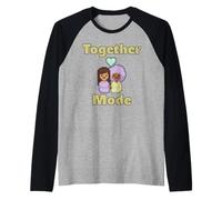 Together Mode - Cute Pixel Couple Gamer Design Raglan Baseball Tee