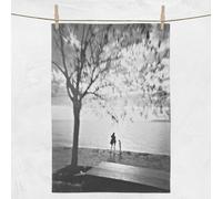 Together On The Beach Cotton Tea Towel - White