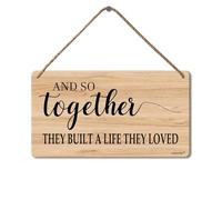 Together They Built A Life They Loved Wooden Hanging Wall Sign, 5x10 Inch, Wood Sign Hanging Plaque for the Home Love Decorations