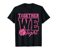 Together We Fight Softball Breast Cancer Awareness Wear Pink T-Shirt