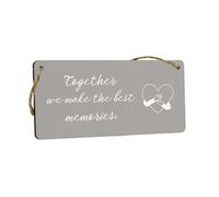 'Together We Make The Best Memories' Plywood Hanging Sign - Elegant Room Sign Idea for Friends and Family (smlsgn-ds23-togmegrey)